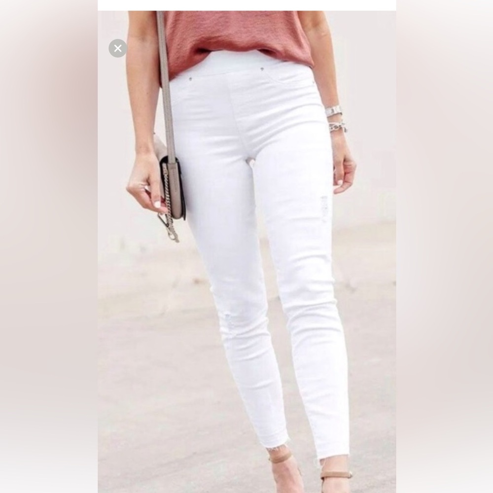 Spanx Distressed White Skinny Jeans size S